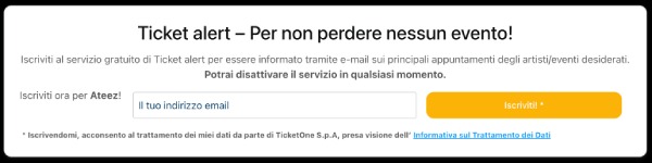 Ticket Alert Ateez Ticketone