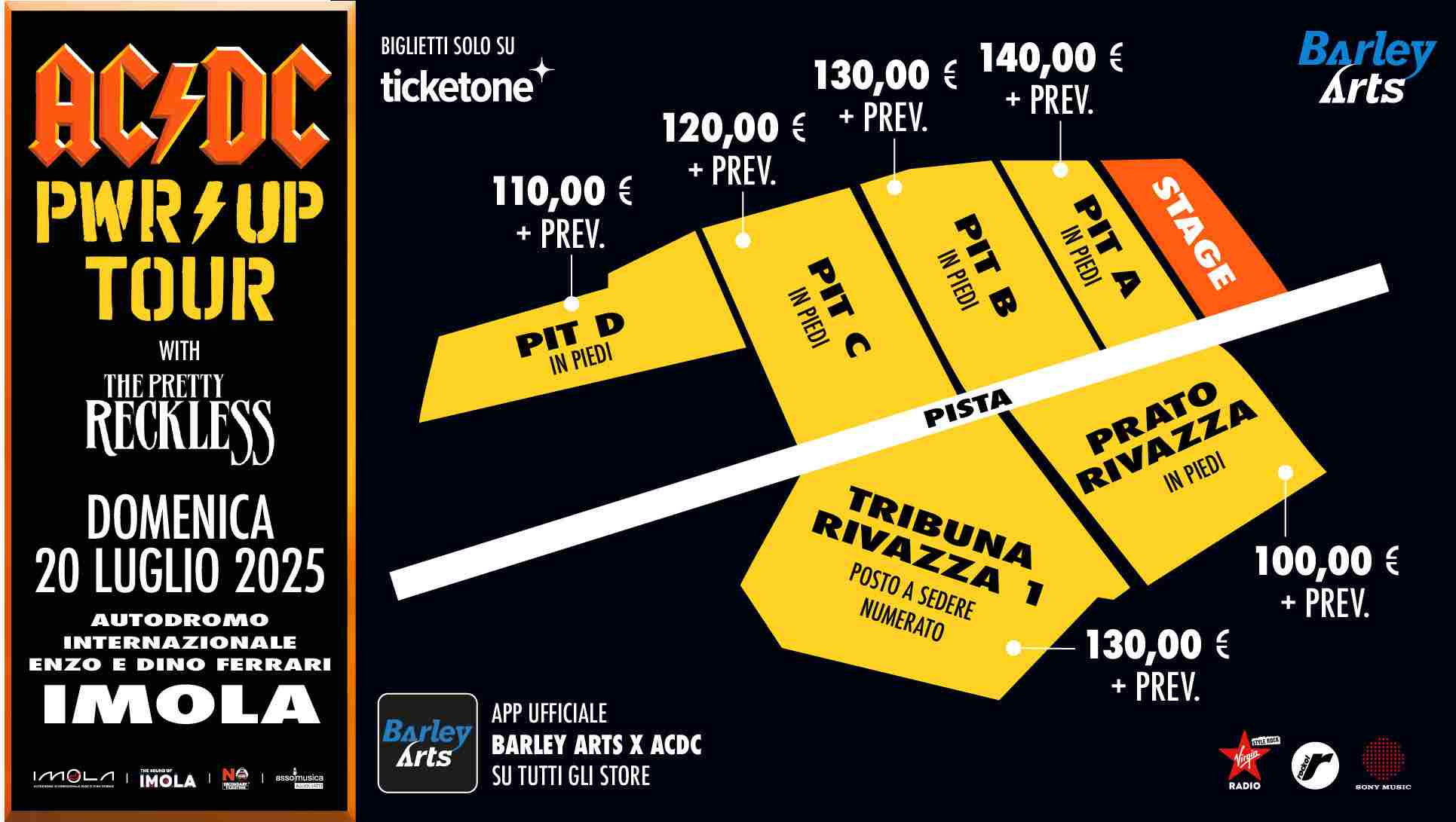 Mappa settori Imola per AC/DC